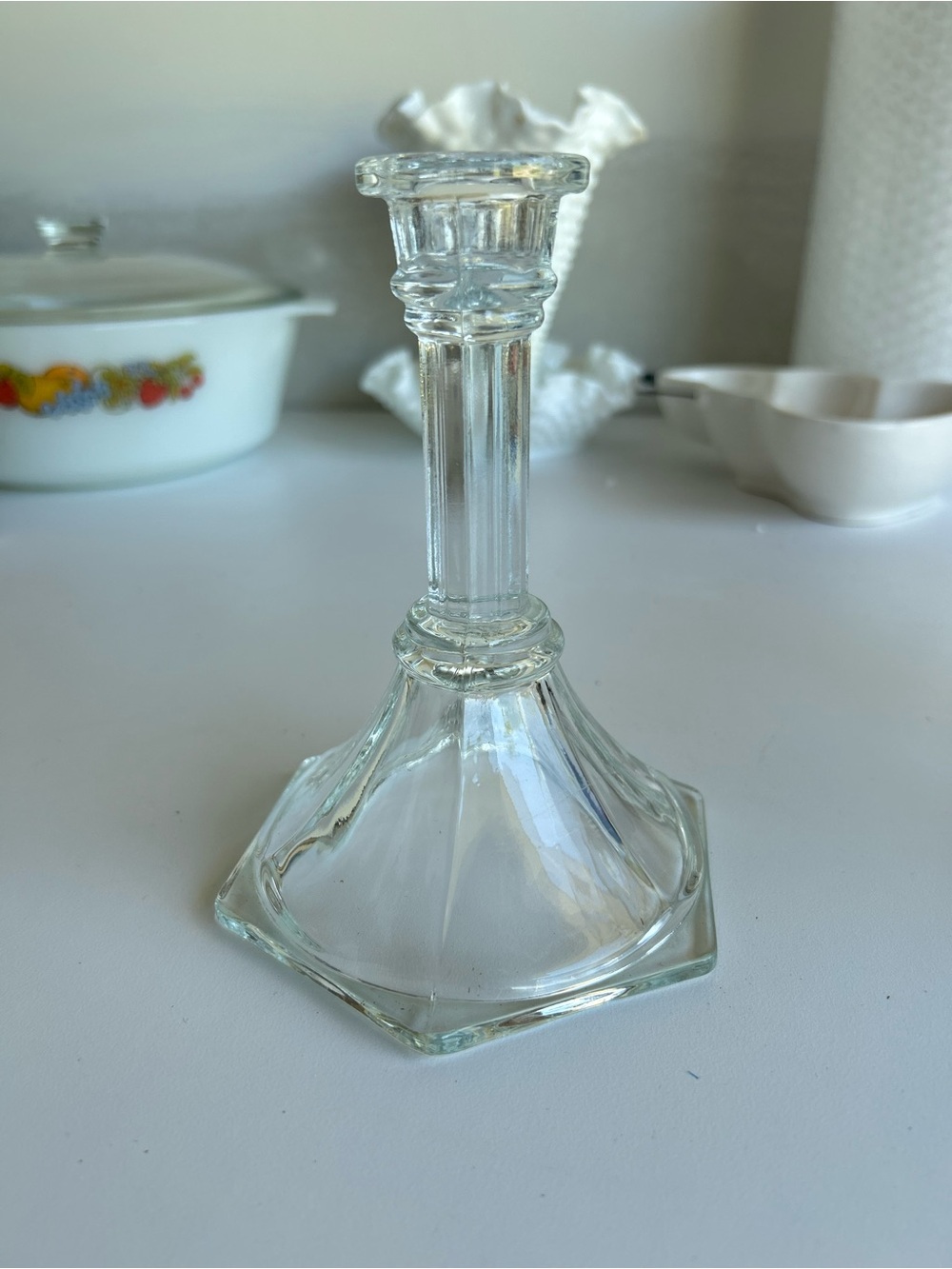 Clear Glass Candlestick Holder — Classic Transparent Accent